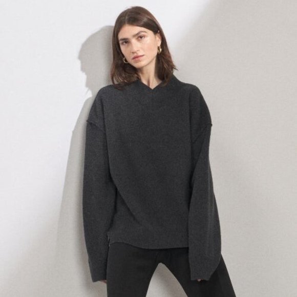 ~ISO~ Raey Displaced Sleeve V Neck Sweater, Khaki or Black - Picture 3 of 3